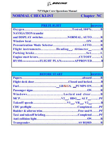 Boeing B737NG/MAX Quick Reference Handbook-Digital Download - PC Flier ...